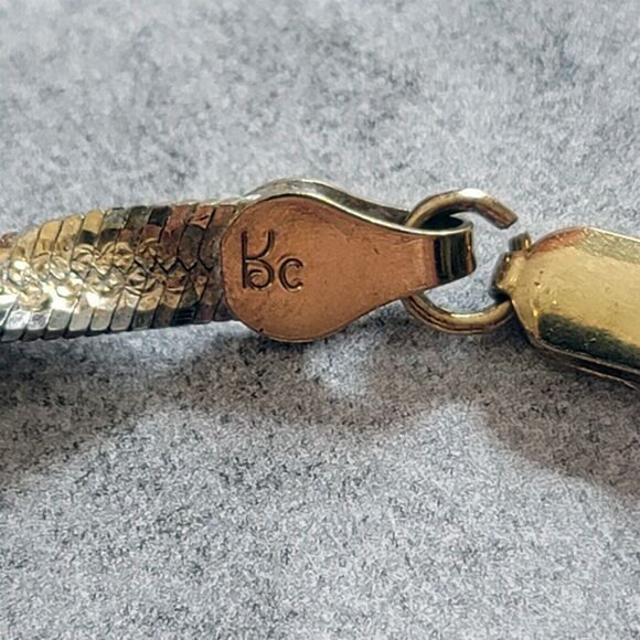 Vintage 2000 Gold Vermeil KC .925 Sterling Silver 20" Herringbone Necklace Italy - Picture 5 of 5